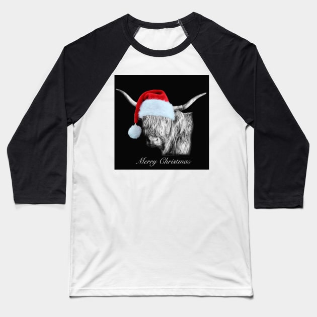 Highland Cow at Christmas Baseball T-Shirt by Jane Braat